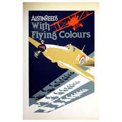 Rare Original Advertising Poster for Austin Reed featuring an RAF Spitfire and Biplane