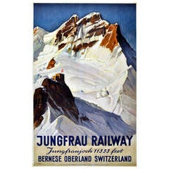 Travel Poster Jungfrau Railway Montreux Oberland Bernois, Switzerland