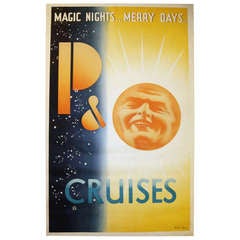 Original 1936 Art Deco Travel Advertising Poster for P&O Cruises