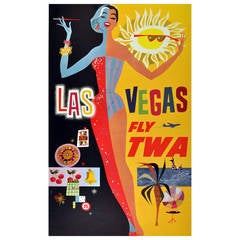 Original Vintage Poster by David Klein - Las Vegas by Trans World Airlines (TWA)