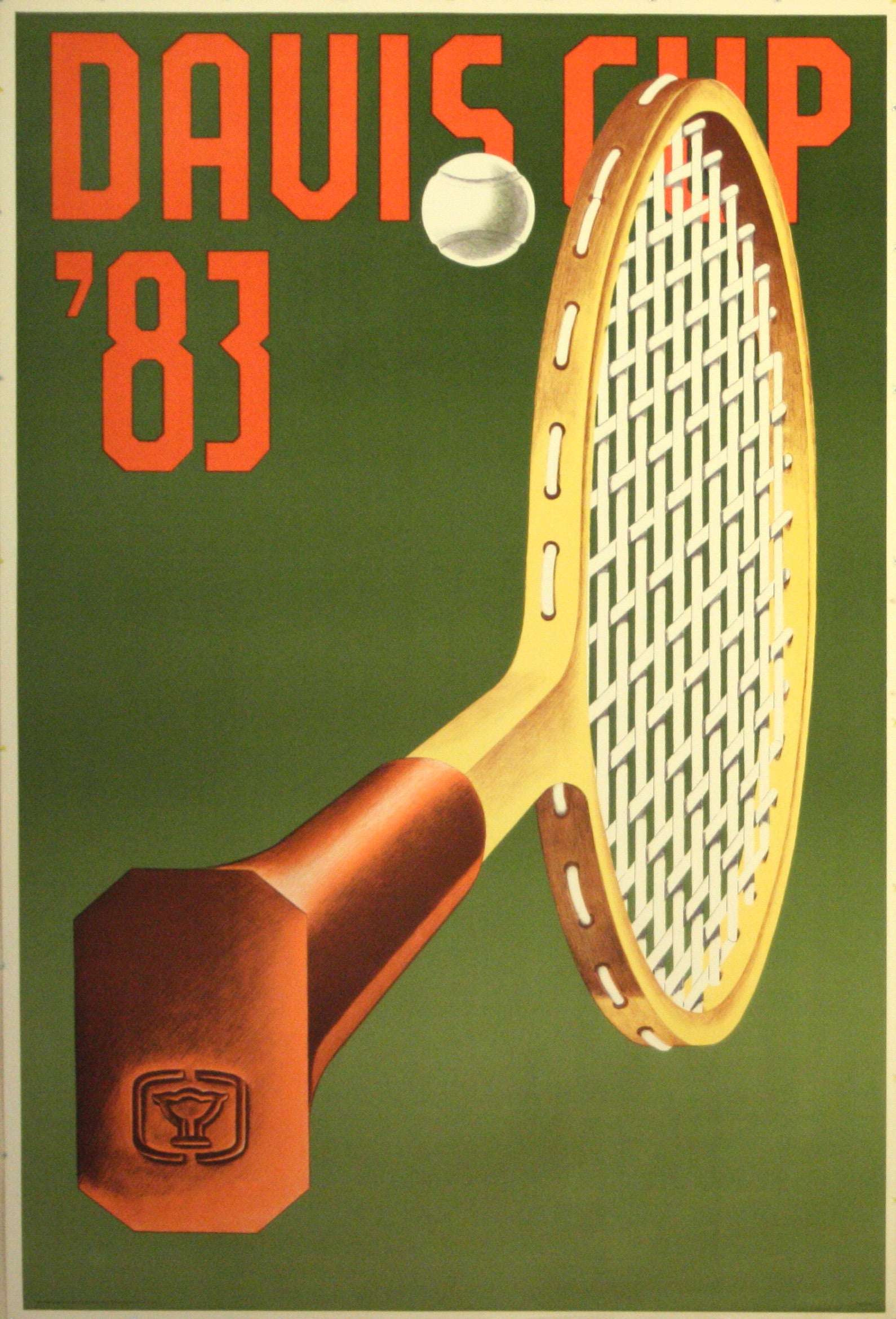 Original Vintage Sport Poster for the 1983 Davis Cup Featuring a Tennis Racket