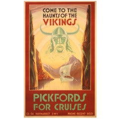 Original Vintage 1930s Travel Advertising Poster - Come to the Haunts of the Vikings, Pickfords for Cruises