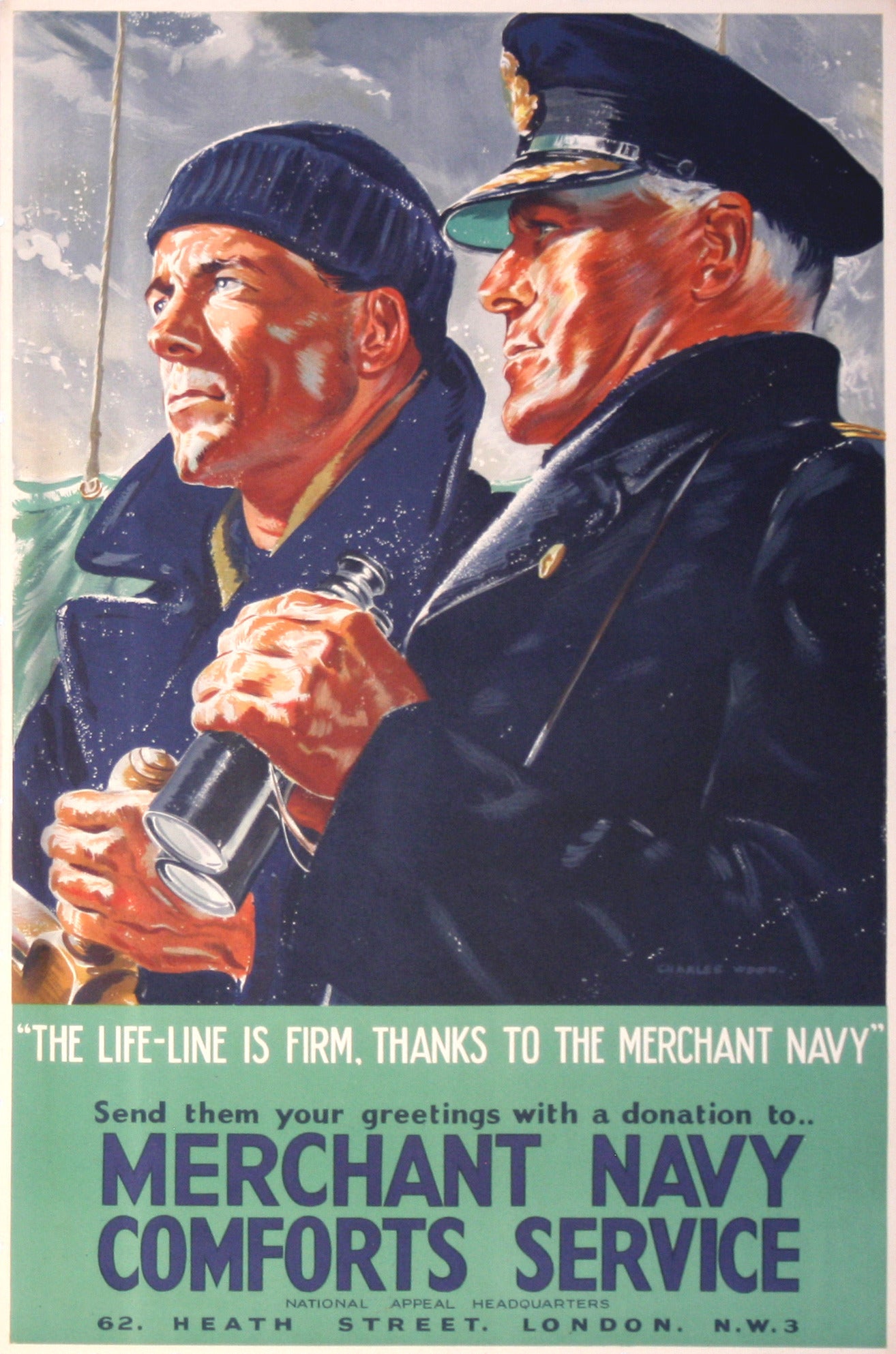 Original Vintage World War II Poster for the Merchant Navy Comforts Service