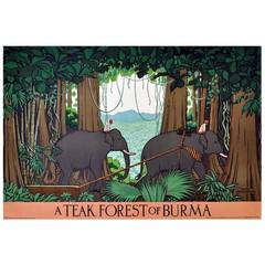 Used Original 1930s Empire Marketing Board Poster: "A Teak Forest of Burma" (Myanmar)