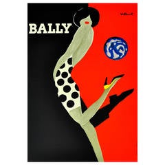Bally Ball, Original Vintage Bally Shoes Advertising Poster by Bernard Villemot