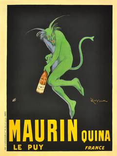 Affiche originale pour la publicité de Maurin Quina ; dessin emblématique de Leonetto Cappiello