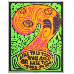 Original Retro Psychedelic Propaganda Poster Against Drugs - Will They Turn You On or Will They Turn on You?