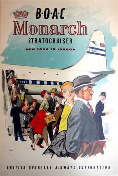 Original Travel Advertising Poster: BOAC Monarch Stratocruiser New York - London