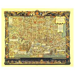 Vintage Original 1938 Southern Railways Travel Poster: Pictorial Map of London Town