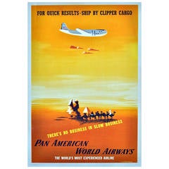 Pan American World Airways Poster by E. McKnight Kauffer Ship by Clipper Cargo