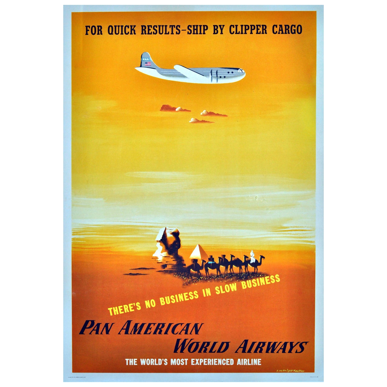 Pan American World Airways Poster by E. McKnight Kauffer Ship by Clipper Cargo