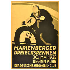 Original Vintage Poster for the 1935 Marienberger Dreiecksrennen Motorcycle Race