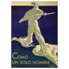 Como Un Solo Hombre, Original World War II Poster in Art Deco Style by Bernal