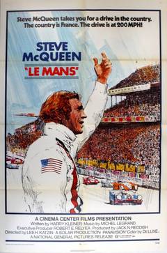 Vintage Original Car Racing Movie Poster By Tom Jung For Le Mans Starring Steve McQueen