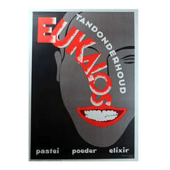 Original vintage 1928 Art Deco dental care advertising poster for Eukalos