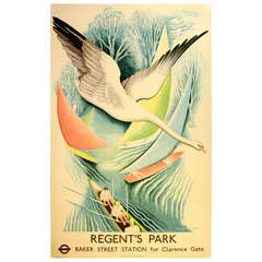 Original vintage London Underground poster for Regent's Park by Frank Ormrod