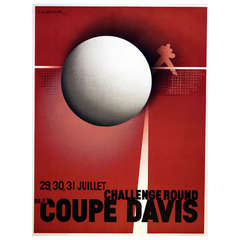 Affiche Art déco originale de Cassandre réédition officielle de la coupe Davis