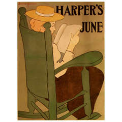 Original vintage advertising poster for Harper's June 1896 by Edward Penfield