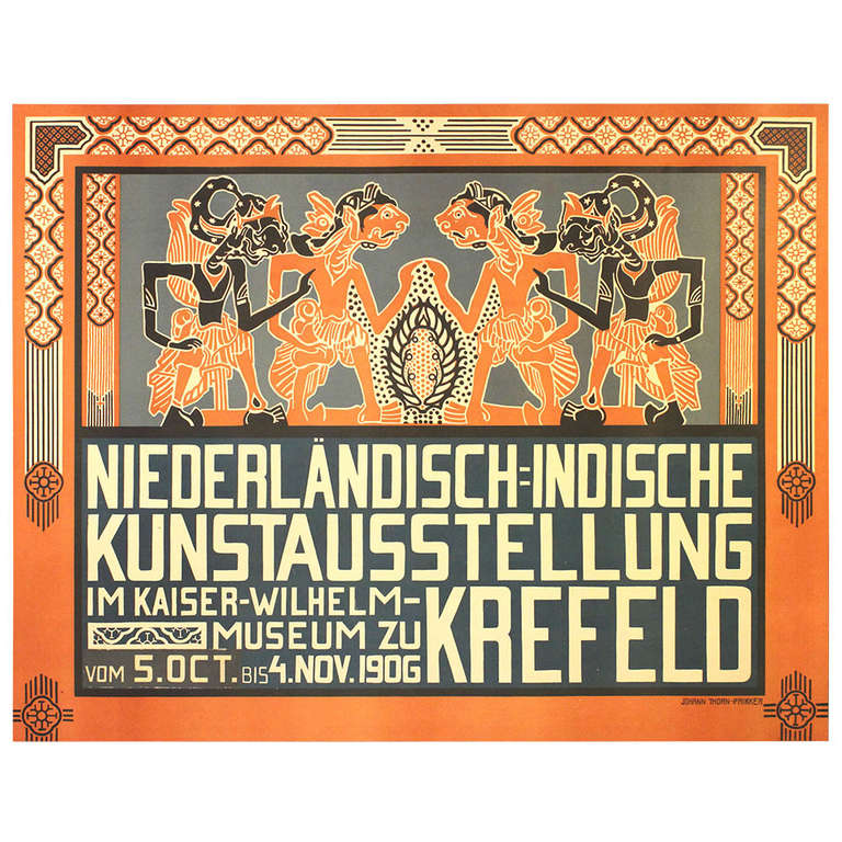 Original Antique Art Nouveau Poster For A Dutch East Indies Indonesia Exhibition Original Antique Art Nouveau Poster For A Dutch East Indies Indonesia Exhibition
