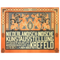 Affiche originale Art nouveau ancienne pour une exposition sur les Indes orientales néerlandaises et l'Indonésie