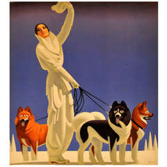 Original Vintage Art Deco Advertising Poster: Pullman for Winter Comfort