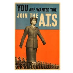 Original Vintage World War II Poster, "You are Wanted Too! Join the ATS"