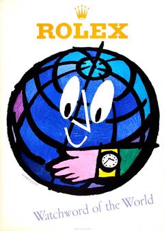 Original Werbeplakat von Herbert Leupin - Rolex Watchword Of The World