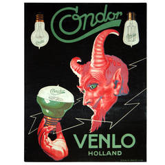 Original Vintage Light Bulb Advertising Poster for Condor Lights, Venlo, Holland