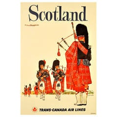 Original Vintage Travel Poster Advertising Scotland by Trans-Canada Airlines