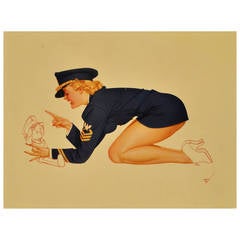 Original Vintage WWII Pin-Up Poster by George Petty for the Air Force