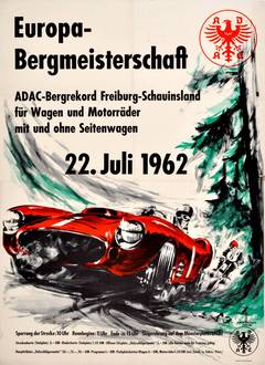 Original Vintage Car Racing Poster For The ADAC World Championships July 1962