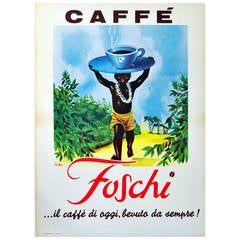 Original Vintage Advertising Poster for Caffe Foschi, an Italian Coffee Brand