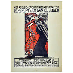 Original Vintage 1919 Propaganda Poster, "Jewish Pogrom Victims"