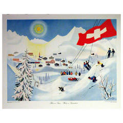 Set of Four Original Retro Posters Featuring Switzerland in Every Season