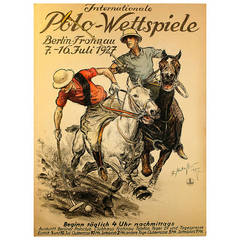 Original vintage advertising poster: International Polo Games, Berlin, July 1927