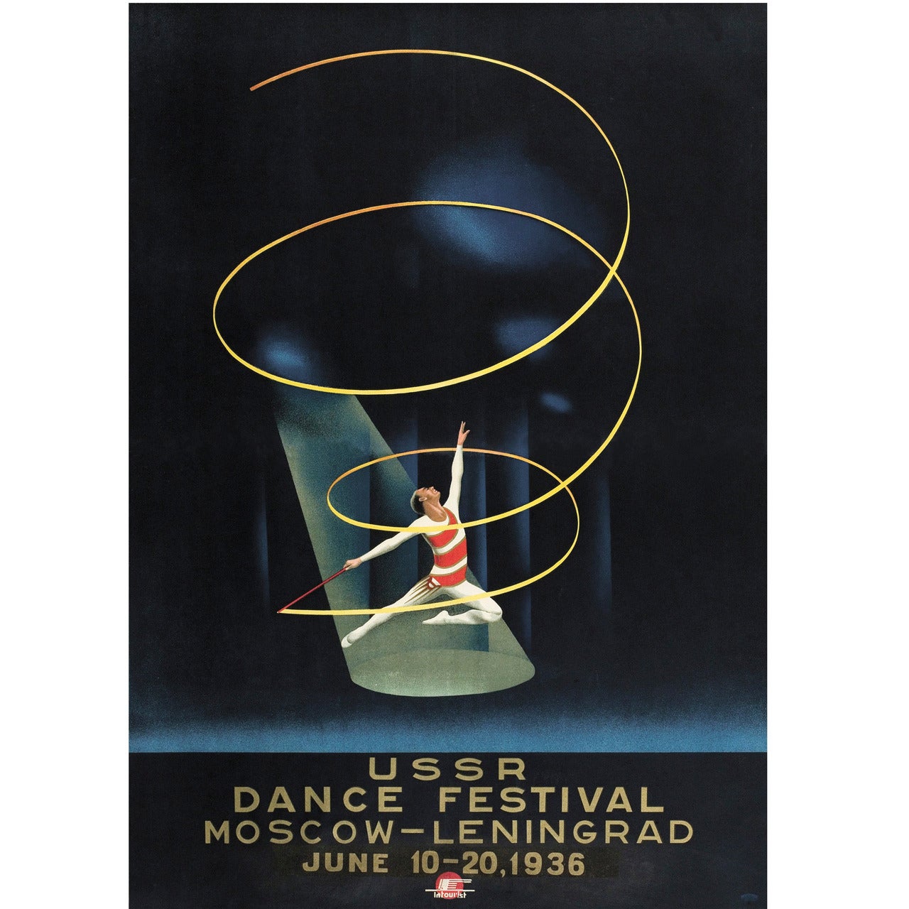 Original Vintage Art Deco Poster by Nikolai Zhukov, USSR Dance Festival 1936