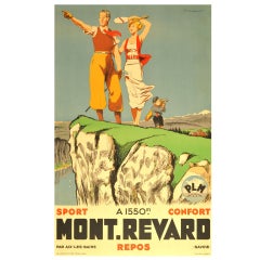 Original Vintage 1930s Poster for Mont Revard in Savoie, France by Paul Ordner