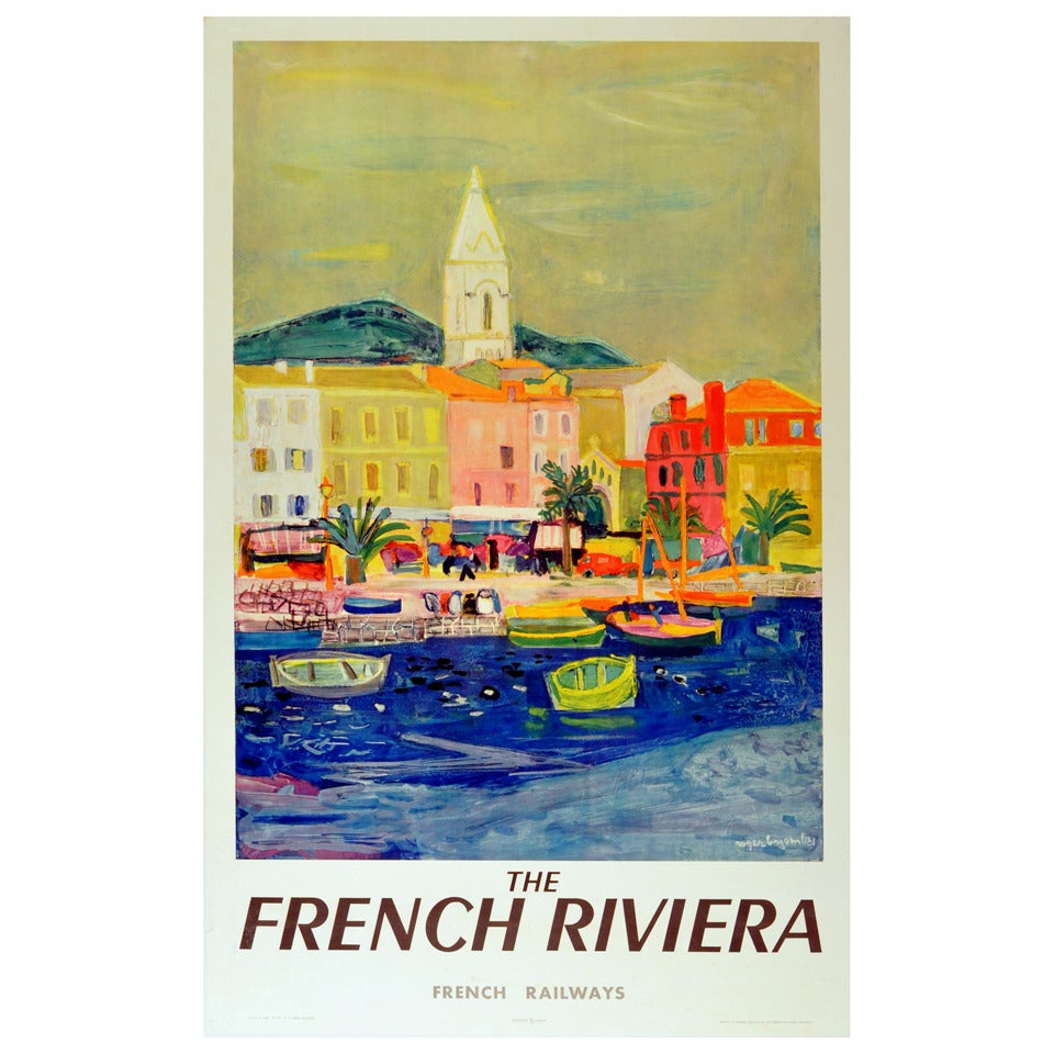 Original vintage travel advertising poster: The French Riviera, French Railways