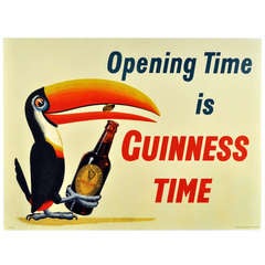 Vintage Classic 1938 Guinness Advertising Poster: Opening Time is Guinness Time