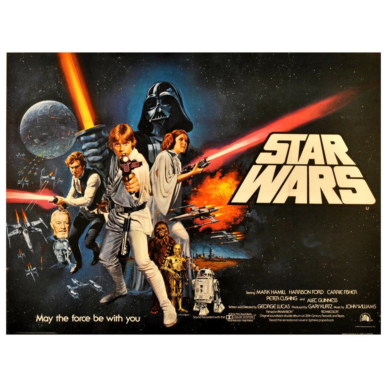 Original and rare first release movie poster for George Lucas' Star Wars saga