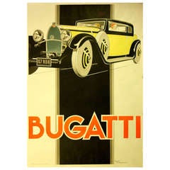 Classic Car Advertising Poster by Rene Vincent: Bugatti