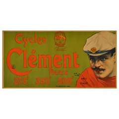 Antique Late 19th Century Advertising Poster by Charles Tichon, “Cycles Clement”