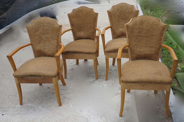Four beech armchairs to cover.