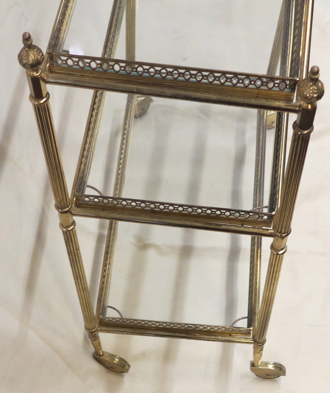 20th Century Three Trays Maison Baguès Side Table Brass & Glass with Gallery
