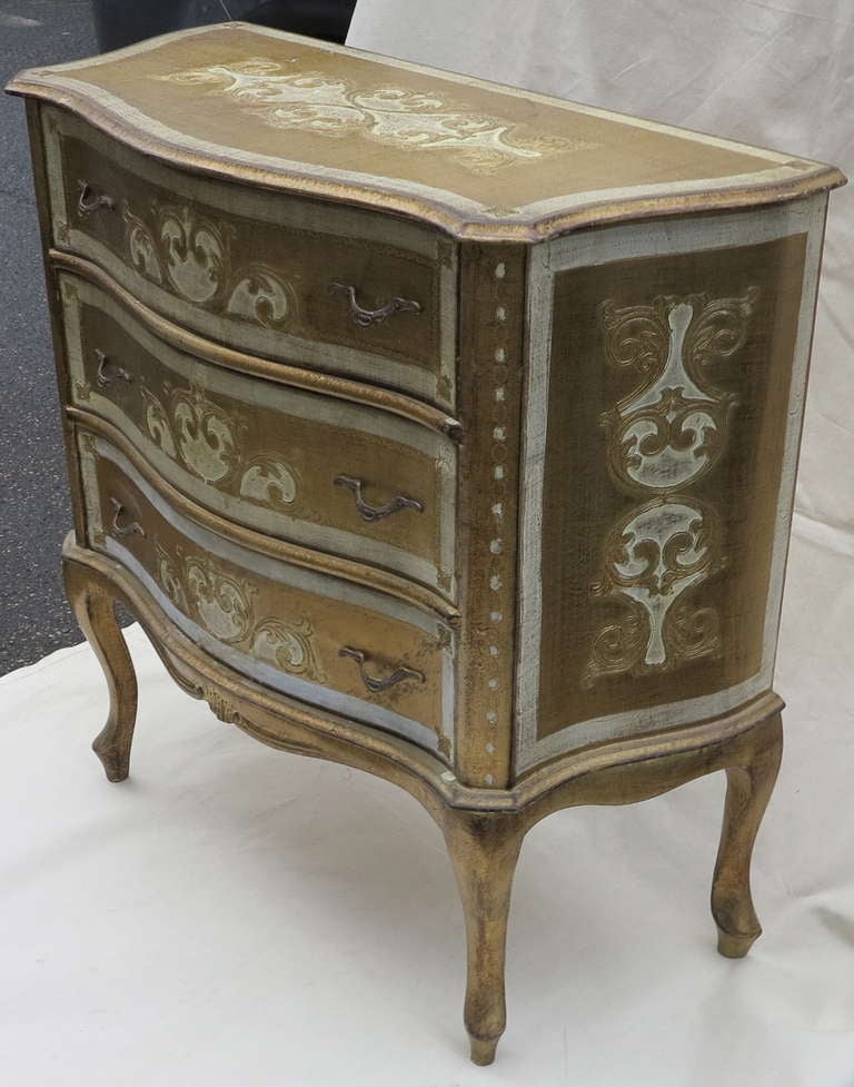 Late 20th Century An Italian Gilded Wood Chest of Drawers