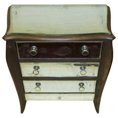 French Art Deco Mirrored Three Drawers Arbalète Commode