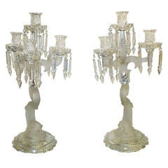Vintage Dolphin Pair of Baccarat Girondoles