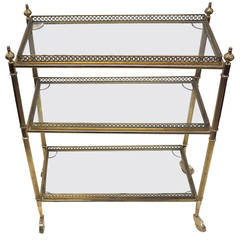 Three Trays Maison Baguès Side Table Brass & Glass with Gallery