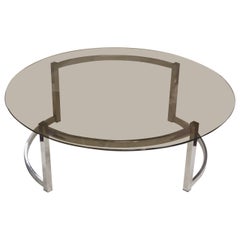 Table basse avec plateau rond en verre fumé