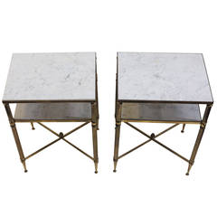 Pair of Maison Baguès Side Tables with Marble Top
